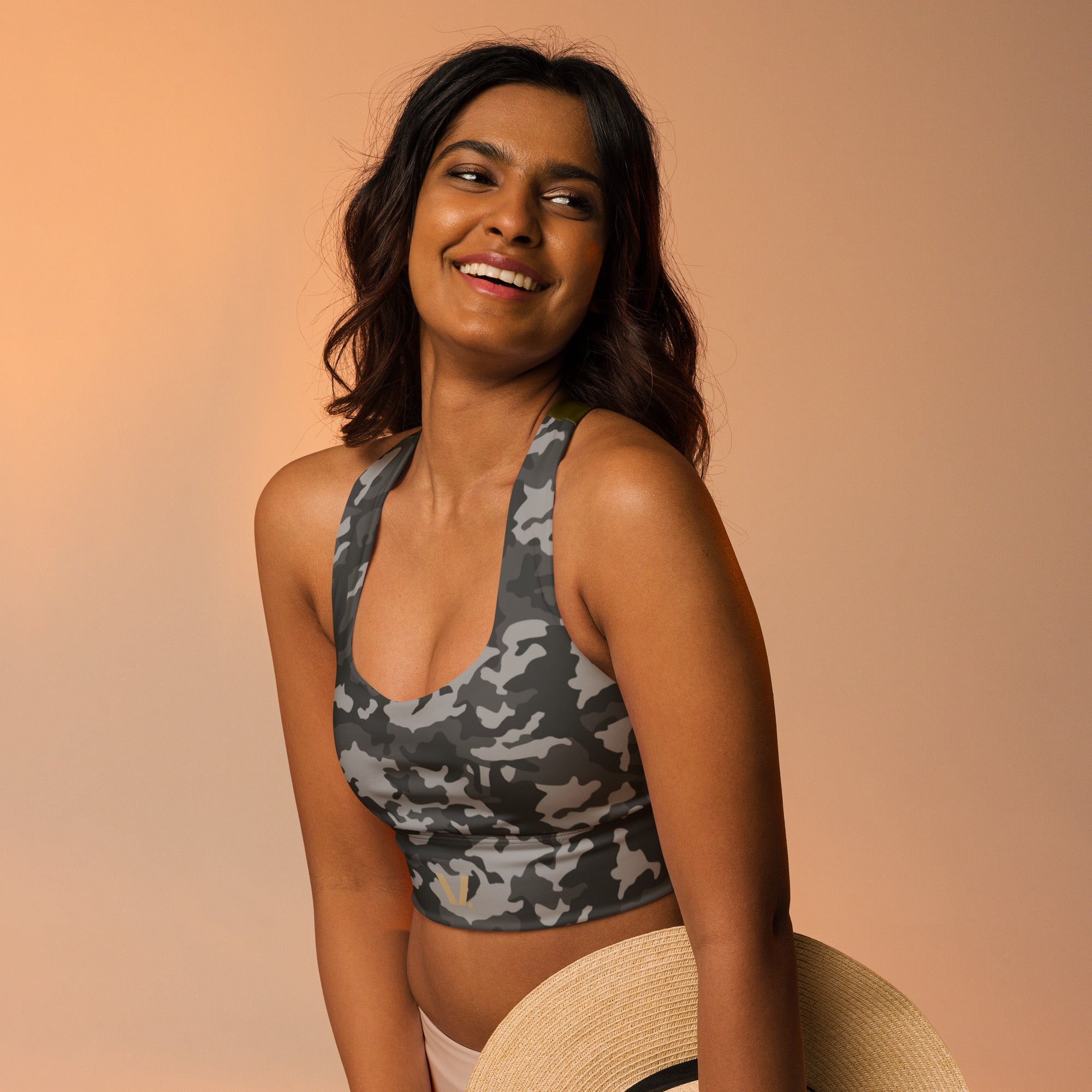 PowerStrap Longline Sports Bra Army